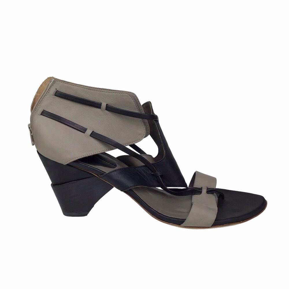 iXOS Vero Cuoio Italy Chunky Stacked Open Heel Leather Colorblock Taupe Women 41